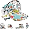 Fisher-Price Baby Musical Toy Set Glow and Grow Kick & Play Piano Gym Blue Playmat with 2 Rattle Maracas for Newborns Ages 0+ Months