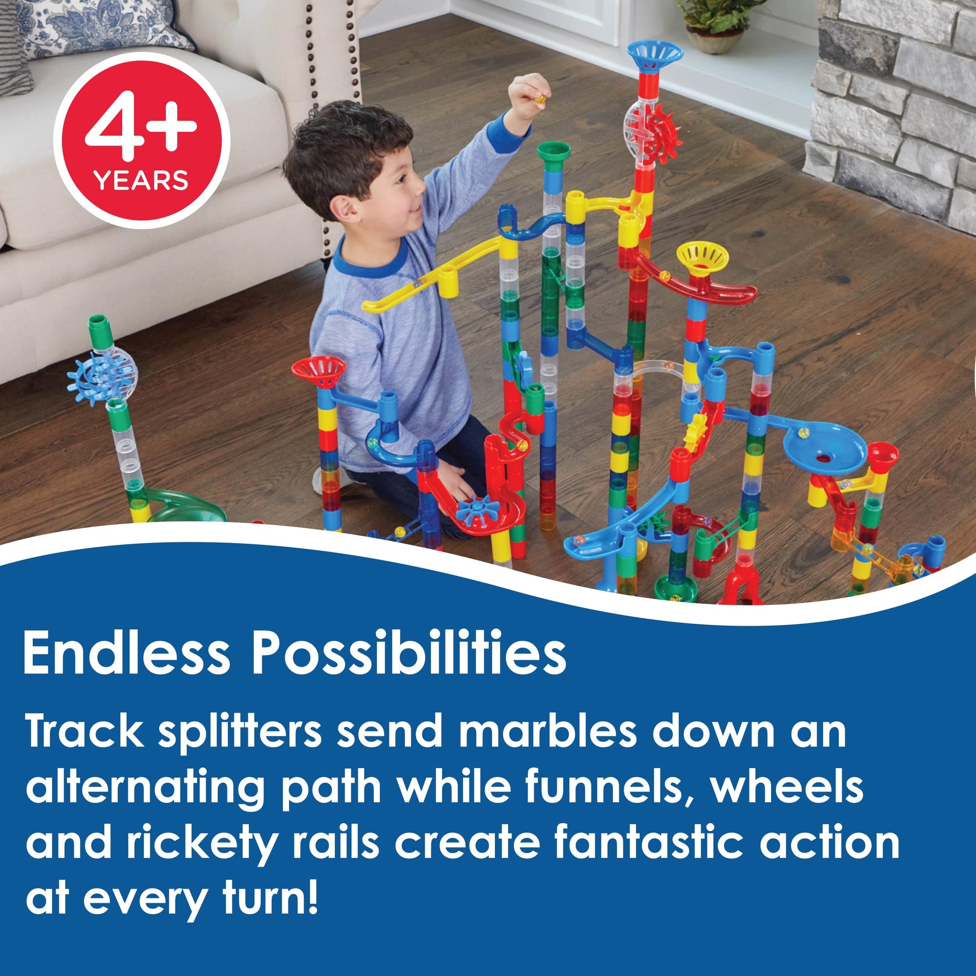 MindWare Mega Marble Run Building Set - 215 Durable Pieces and 40 Marbles - Build, Engineernig and Sceince Toy - Ages 4 and Up