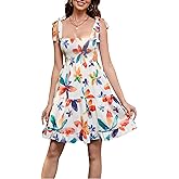 DUKAKII Women's Floral Dress 2025 Boho Summer Stretch Dress Adjustable Spaghetti Strap Mini Dress