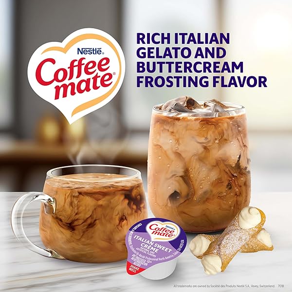 NESTLE COFFEE MATE COFFEE CREAMER, ITALIAN SWEET CREME, LIQUID CREAMER SINGLES, NON DAIRY, NO REFRIGERATION, 0.375 FL OZ TUBS (PACK OF 180)