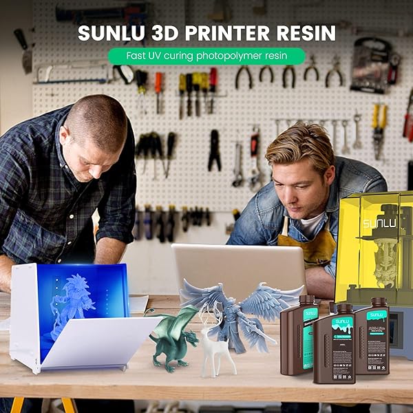 SUNLU 3D PRINTER RESIN 4KG, FAST CURING STANDARD 3D RESIN FOR MOST RESIN 3D PRINTERS, 395 TO 405NM UV CURING 3D PRINTING LIQUID PHOTOPOLYMER RESIN, LOW SHRINKAGE AND HIGH PRECISION, 4000G, GREY