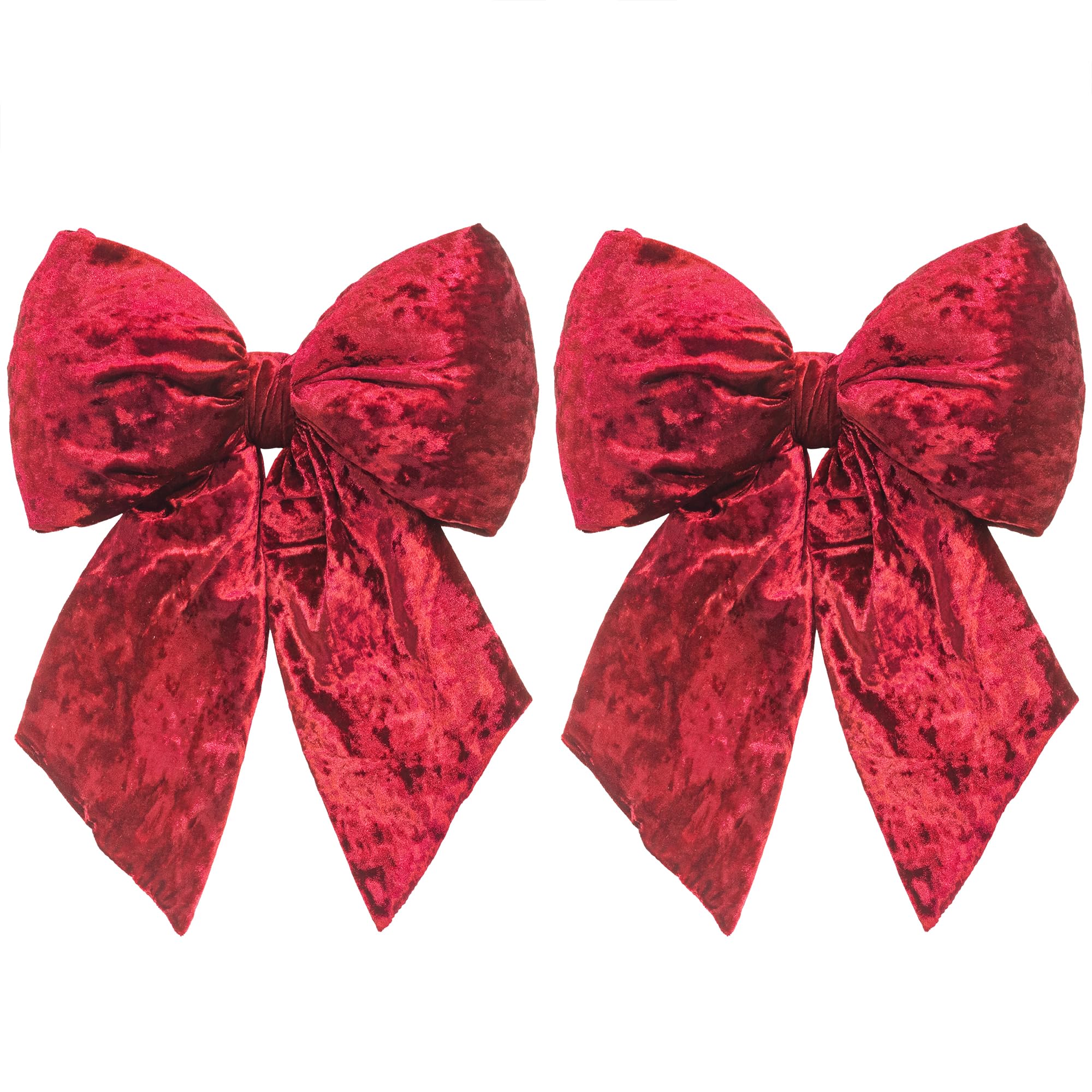 KI Store Bungundy Large Plush Velvet Bows 30cm Christmas Bow Tree Topper for Christmas Tree Decoration Door Window Decor
