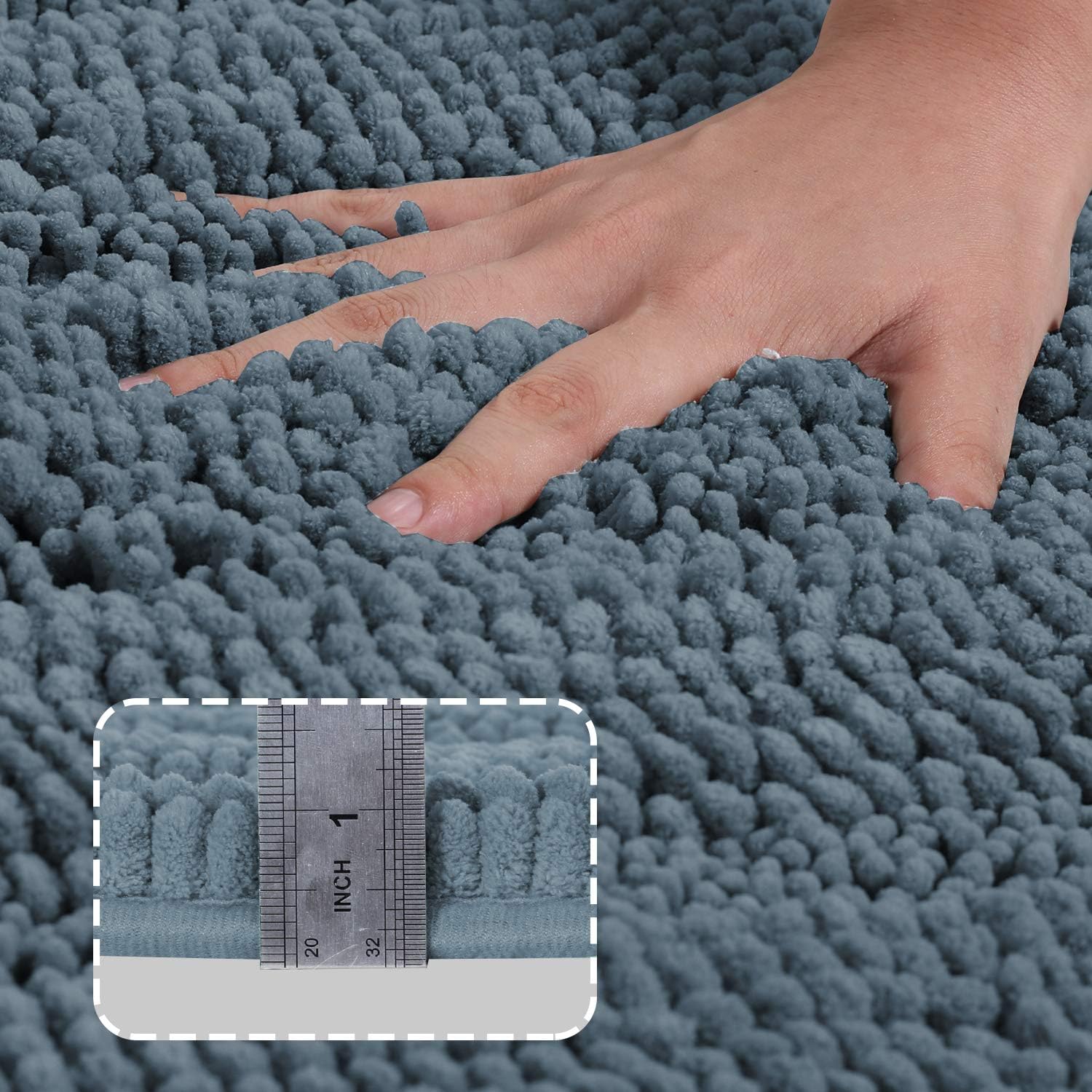 Turquoize Non Slip Shaggy Chenille Microfibers Bathroom Rug Black Bathroom Mat Extra Long Bath Rug 47 x 17 Kitchen Rugs and Mats, Super Water Absorbent & Soft Washable Bath Rug for Bathroom, Brown: Home & Kitchen