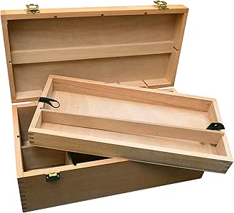 Caja de almacenaje de madera con 8 compartimentos y bandeja extraíble