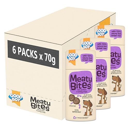 Good Boy Meaty Bites Duck with Rice - Low Fat Dog Treats - Bulk Box 6 x 70g