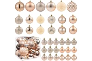 LANGXUN 36pcs Christmas Tree Decorations Balls 2025, Bolas De Navidad - 6pcs 3.2'', 12pcs 2.4'', 18pcs 1.6'' - Shatterproof C