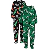 Simple Joys by Carter's Boys' Holiday Loose-Fit Flame Resistant Fleece Footed Pajamas, Pack of 2