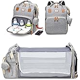 JSTPRO Diaper Bag Backpack, Large Waterproof Lightweight Diaper Bag with Changing Station, Insulated Pockets, USB Port & Stroller Straps, Travel Baby Bag for Mom and Dad, Baby Shower Gifts (Grey)