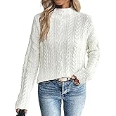 Libsorge Womens Oversized Mockneck Cute Cable Knit Sweater Winter Fall 2025 Ladies Dressy Casual Lightweight Pullover Tops