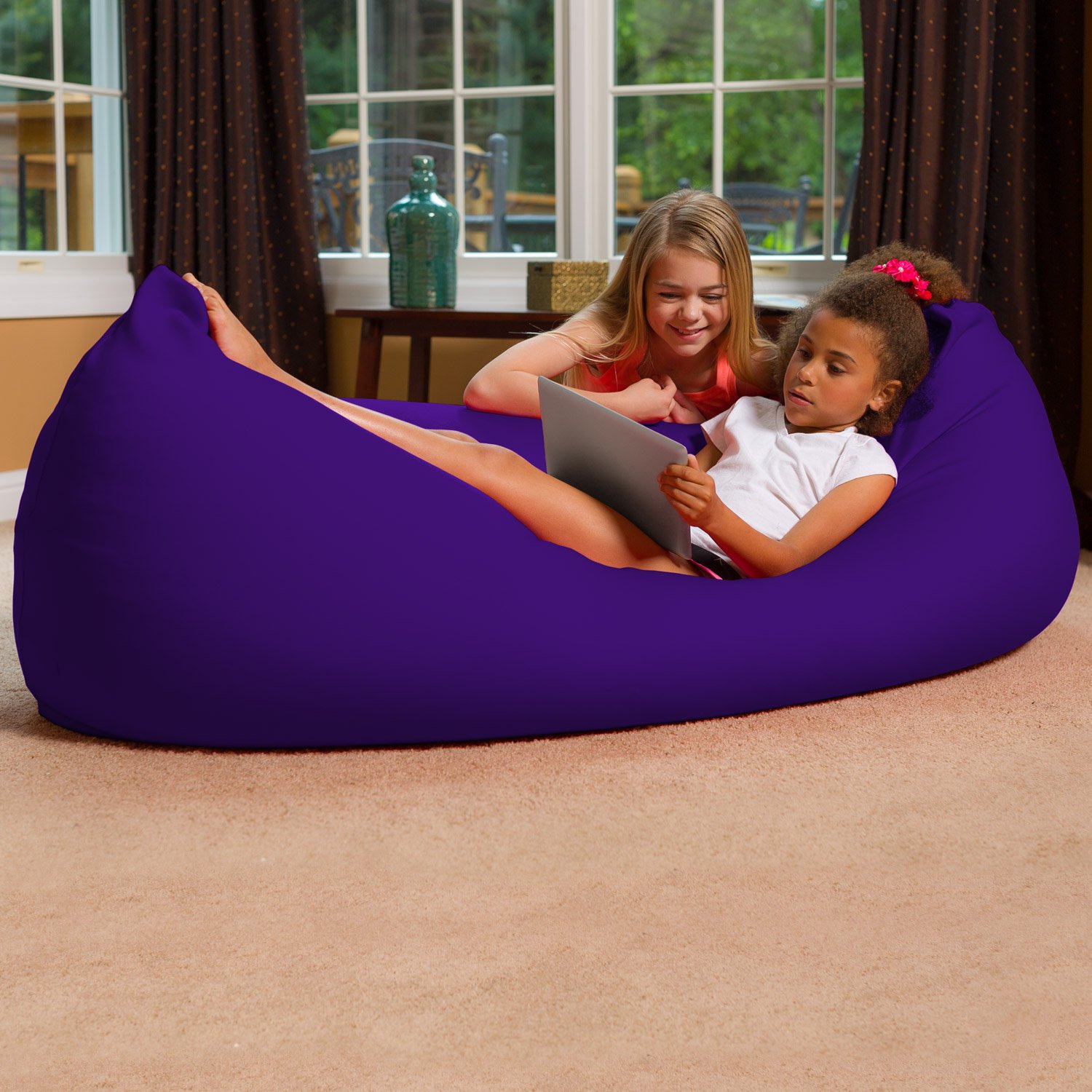 Big Squishy Portable and Stylish Bean Bag Chair, Medium, Purple