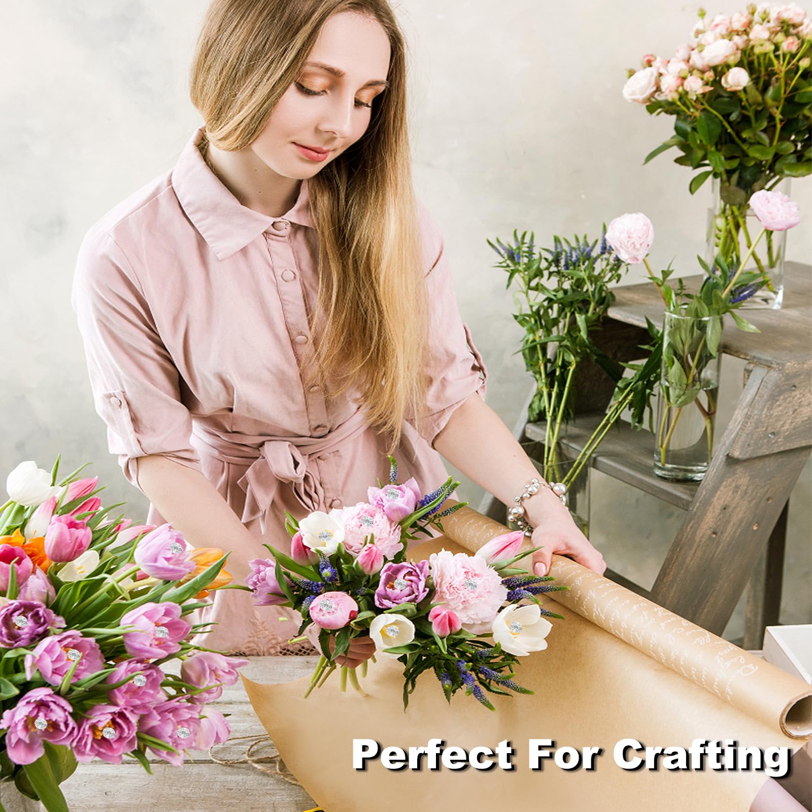 100pcs 2.1 Inches Bouquet and Corsage Pins, Diamond Pins for Flowers with Rhinestones Crystal Head, Elegant Floral Boutonniere Pin for Wedding, DIY Craft, Bridal Bouquet