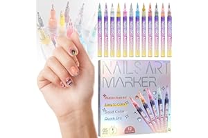 WHOIXDSOR 12 Colors Nail Art Markers for Kids, Quick Dry Graffiti nail art pens for painting nails, Ultra Thin Curve Diy Nail Doodle Pens (12 Colors-A)