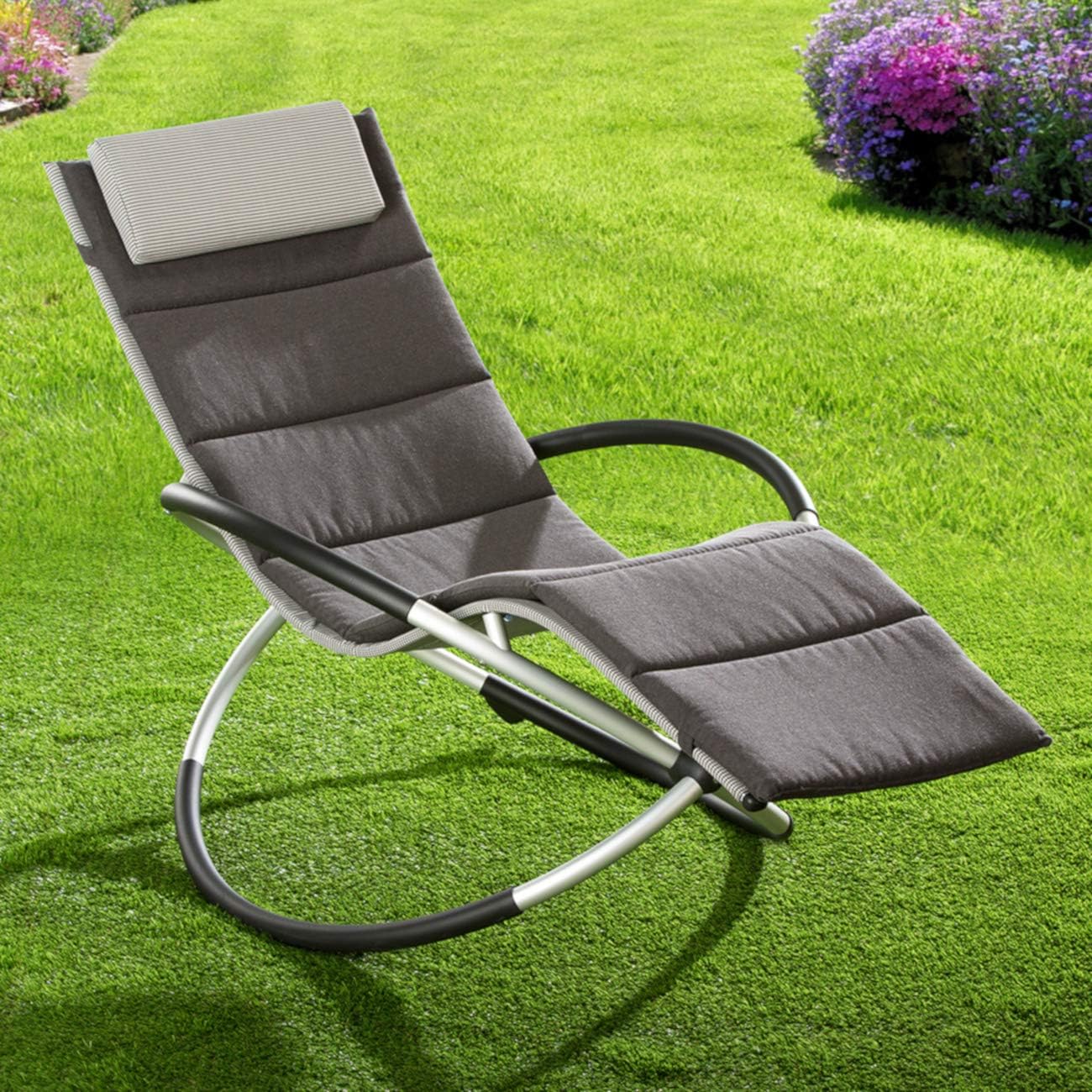 Mobel Schaukelliege Fur Garten Balkon Mit Auflage Klappbar Uv Wetterbestandig Grau Kabtel Mk
