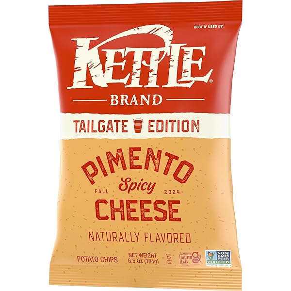 KETTLE BRAND SPICY PIMENTO CHEESE FLAVORED POTATO CHIPS, 6.5 OZ BAG