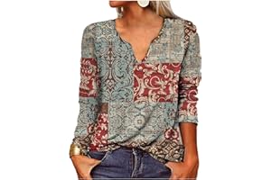 HTHLVMD Womens Long Sleeve v Neck Button Tops Casual Slim Fashion Floral Print Collar Top Blouse T-Shirt Bottom Shirt
