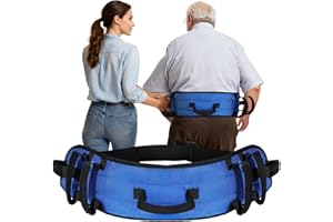 Rhino Valley Gait Belt for Senior with 7 Handles, 59" Anti-Slip Gate Belts Medical for Elderly, Transfer Belt with Quick Release Buckle, Elderly, Physical, Handicap, Bariatric Therapy, Blue & Black