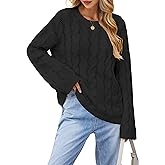 Zyyfly Womens Oversized Cable Knit Sweater Chunky Fall Long Sleeve Crewneck Loose Pullover Sweaters