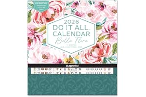 Orange Circle Studio 2026 Do It All Wall Calendar, Bella Flora, Family Monthly and Weekly Planner, Hanging Organizer, Aesthetic for Office, Home or School Use, Magnetic and Nail Hanging Options