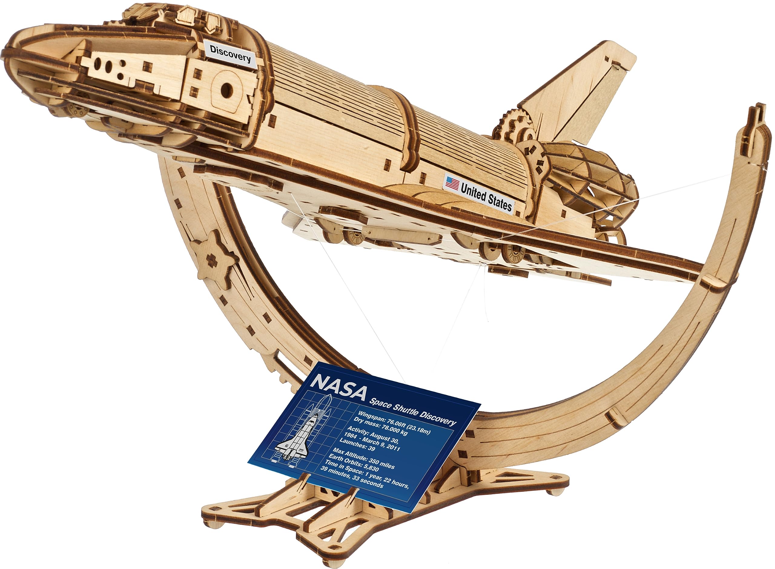 UGEARS NASA Space Shuttle 3D Puzzle – Wooden 3D Puzzles for Adults with Hubble Space Telescope and Tensegrity Stand – Wooden Model Kits for Adults Crafts, Brain Teaser Hobby Gift for Christmas