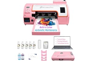 B BTRANSFER M1630 Pro Automatic Maintenance& Cutter A3 DTF Printer Bundle for T-Shirt Direct to Film Printing,White Ink Circulation Heat Transfer Home Use Machine for Fabric,Clothing(Printer,Oven,Laptop,Supplies)