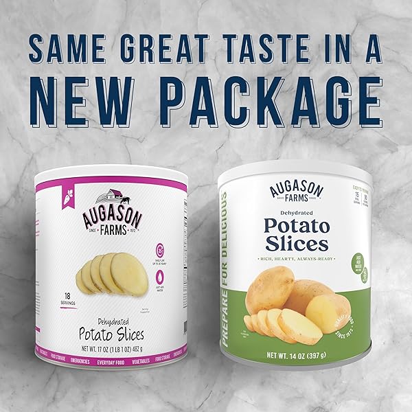 AUGASON FARMS DEHYDRATED POTATO SLICES EMERGENCY FOOD SUPPLY, 15 SERVINGS, 25 YEAR SHELF LIFE, CERTIFIED GLUTEN FREE SLICED POTATOES – DEHYDRATED MEALS, SURVIVAL FOOD CAMPING ESSENTIALS CAN