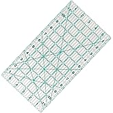 MANUFORE Quilting Ruler 6” x 12” Sewing Acrylic Ruler Anti-Slip Metric Ruler DIY Quilting Tools with Clear Printed Lines for 