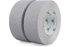 BOMEI PACK Heavy Duty Grey Anti Slip Tape, Waterproof Non Slip Safety Tape for Stair Steps Outdoor/Indoor, 2Rolls Grip Tracti