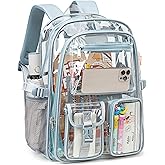 abshoo Large Clear Backpack For Girls Women Heavy Duty Clear Bookbag for School Transparent Backpack (Baby Blue)