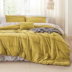 Bedsure Yellow California King Comforter Set - 4