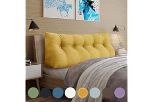 WOWMAX Headboard Pillow Queen Triangular Bed Wedge Pillow for Headboard Wedge Pillow Headboard for Daybed Bunk Bed Large Bolster Pillow for Bed with Removable Cover, Gifts for Mom Yellow