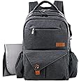 Hap Tim Multi-function Large Baby Diaper Bag Backpack with Stroller Straps, Insulated Bottle Pockets, Changing Pad (Dark Gray-5284)