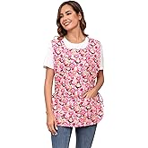 Nanxson Women Cobbler Apron with Pockets Printed Smock with Side Ties | Apron with side ties,Soft cotton material,breathable and lightweight,machine washable,for Cooking Cleaning Gardening