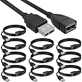 SAITECH IT Paquete de 10 cables de extensión USB 2.0 de velocidad de 480 Mbps macho A a hembra A para portátil/PC/impresoras 