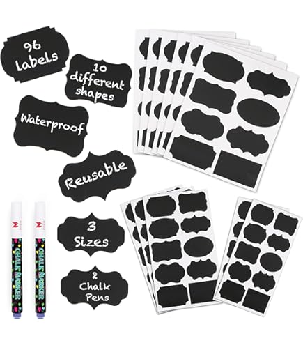 200 Chalkboard Labels For Jars, Containers, Pantry, Storage Bins, Glass