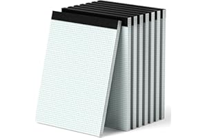 AILZFEI Quad Ruled Graph Paper Pad, 8 pack of 50 Sheets, White, 5x5 (5 Squares per inch), 8.5 x 11.75-Inch Grid Paper Pad