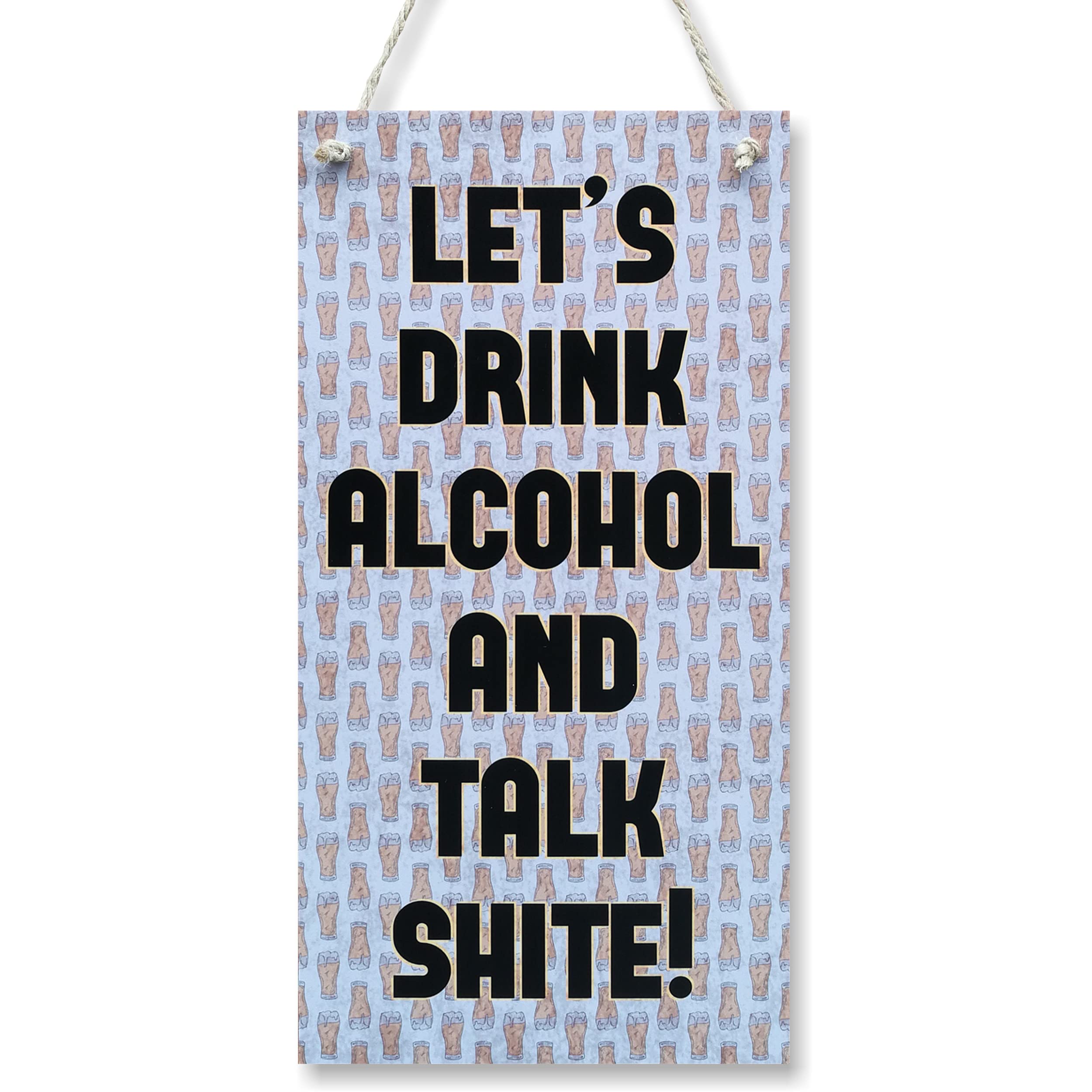 CARISPIBET Let's drink alcohol | House decor Bar cafe decoration sign Kitchen sign hanging ornament 12" x 6"