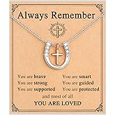 Shonyin Cross Horseshoe Necklace Teen Girls Women Trendy Stuff Confirmation Christian Religious Gifts, Symbolizes Hope, Love, Good Luck, Protection, Fortune