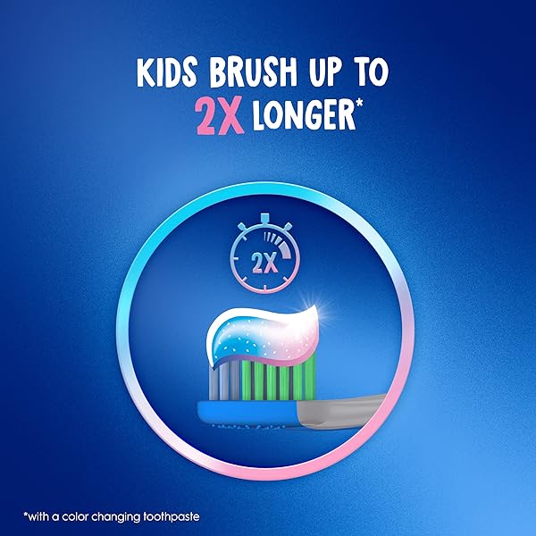 CREST ADVANCED KID’S FLUORIDE TOOTHPASTE, BUBBLEGUM FLAVOR, 4.2 OZ, 3 COUNT, COLOR-CHANGING ANTICAVITY TOOTHPASTE