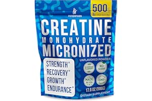 InstaSkincare Creatine Monohydrate Powder for Muscle Gain, More Strength, and Faster Workout Recovery for Women & Men - Micronized, 5000mg Per Serv (5g) Made in USA 1.1 LBS