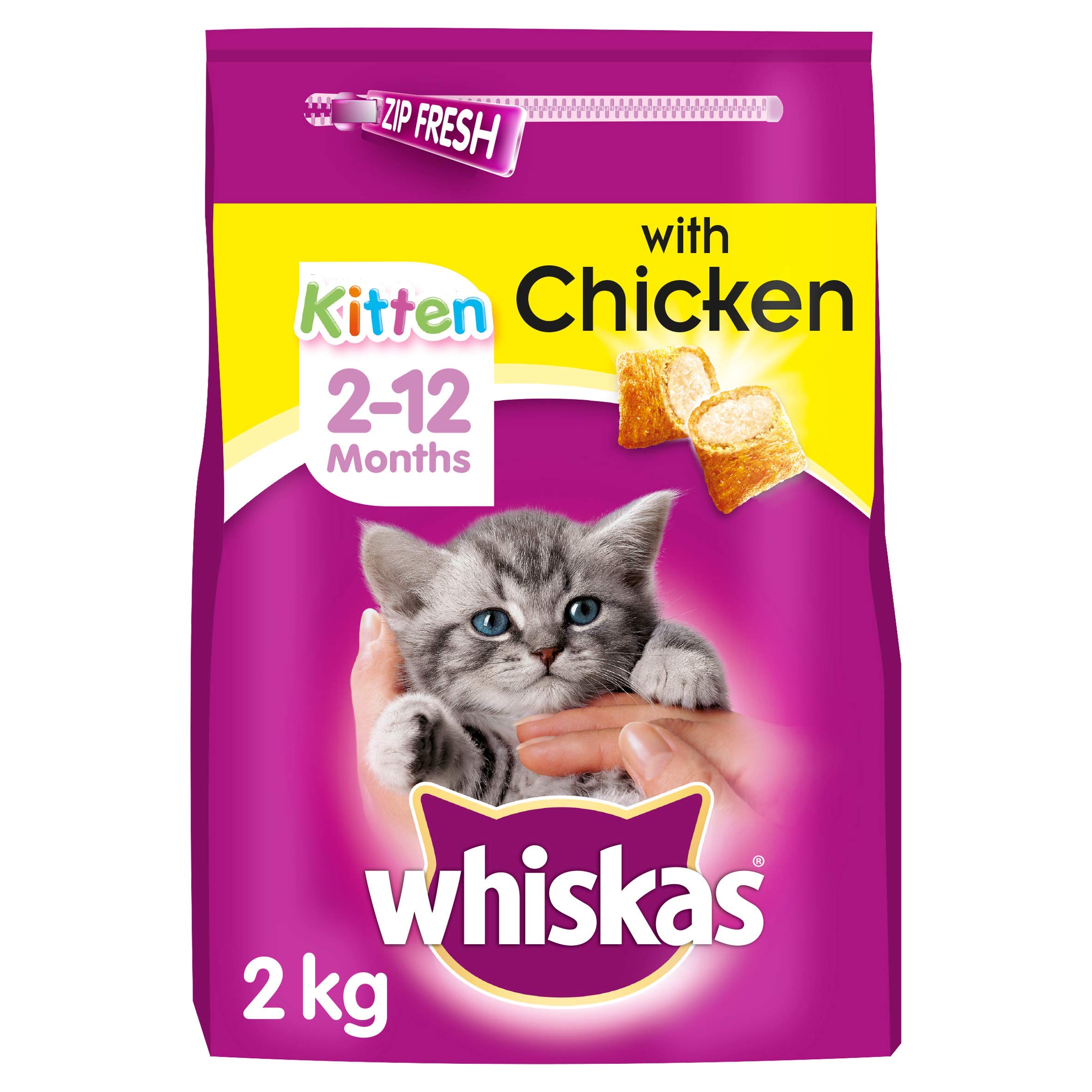 Whiskas <1 Dry Cat Food for Kitten Kibble with Chicken, 2kg