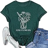 Teacher Shirt Women Wildflower Teacher Shirts Helping Little Minds Grow Kindergarten Teacher Tee Inspirational Tops