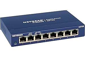 NETGEAR 8-Port Gigabit Ethernet Unmanaged Switch (GS108) - Desktop or Wall Mount, and Limited Lifetime Protection