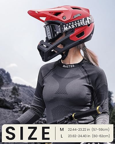 OutdoorMaster Full Face Mountain Bike Helmet for Men Women-Two Removable  Chin Pad Mountain Bike Helmet Grizz