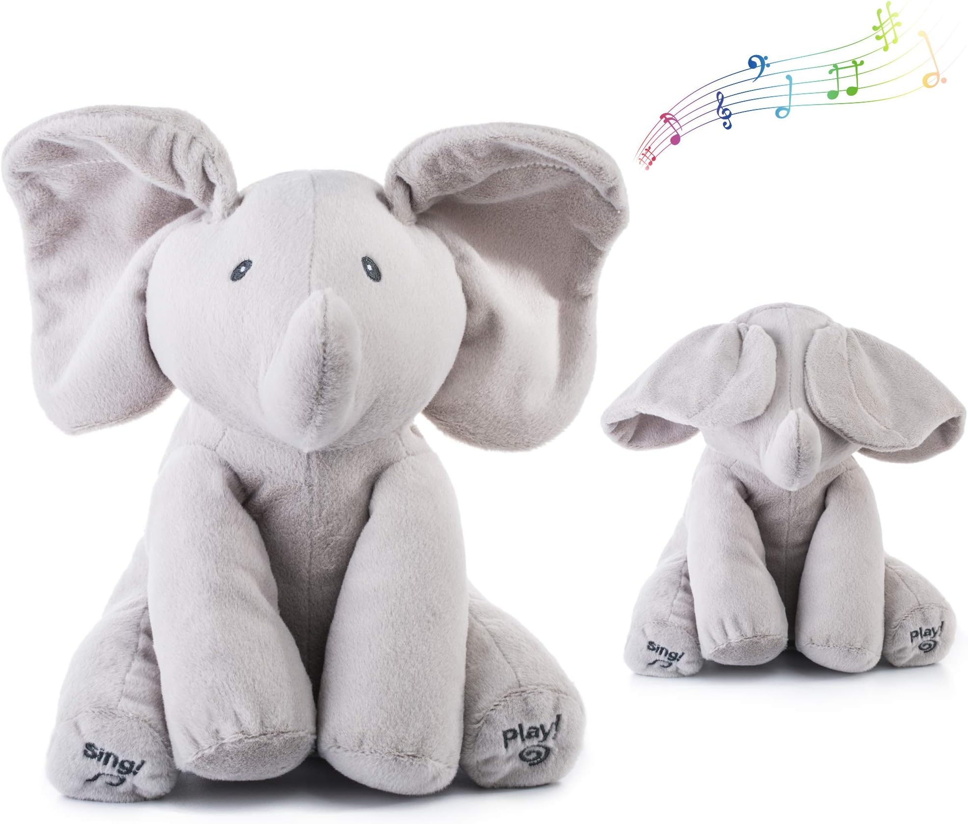 ABILITH Plush Toy peek-a-Boo Elephant, Hide and Seek Game Baby Animated Elephant Plush Toy Singing Talking Cute Stuffed Animals for Babies