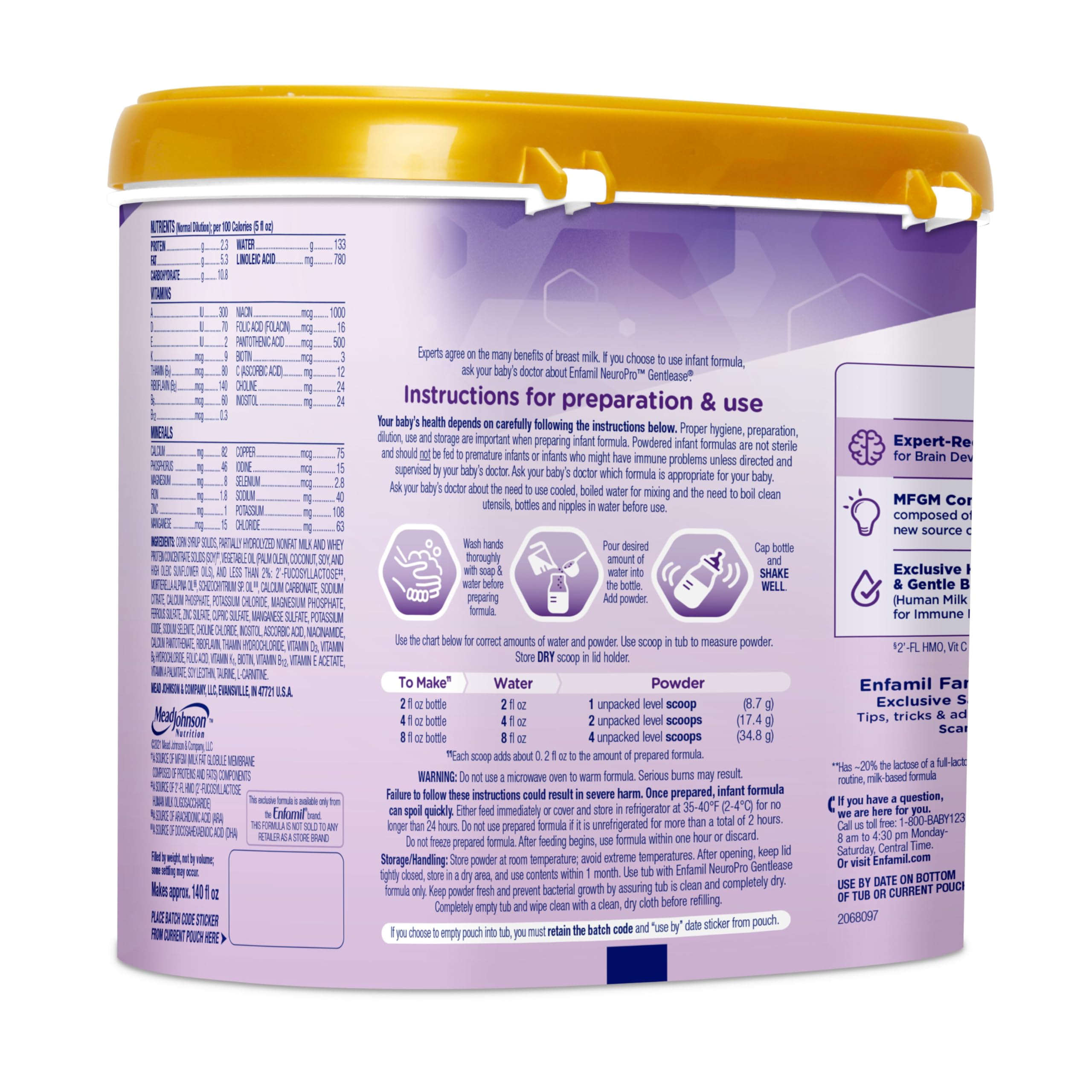 Enfamil NeuroPro Gentlease Baby Formula, Brain Building DHA, HuMO6 Immune Blend, Designed to Reduce Fussiness, Crying, Gas & Spit-up in 24 Hrs, Baby Milk, 19.5 Oz, Pack of 4