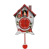 Mark Feldstein Santa's North Pole Workshop Cuckoo Carol Clock | Hourly carol with elf figure; removable swinging pendulum; light sensor quiets at night; holiday gift idea