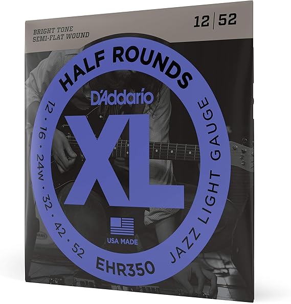 D'Addario EHR350 XL Half Rounds Jazz Light (.012.052) Electric Guitar