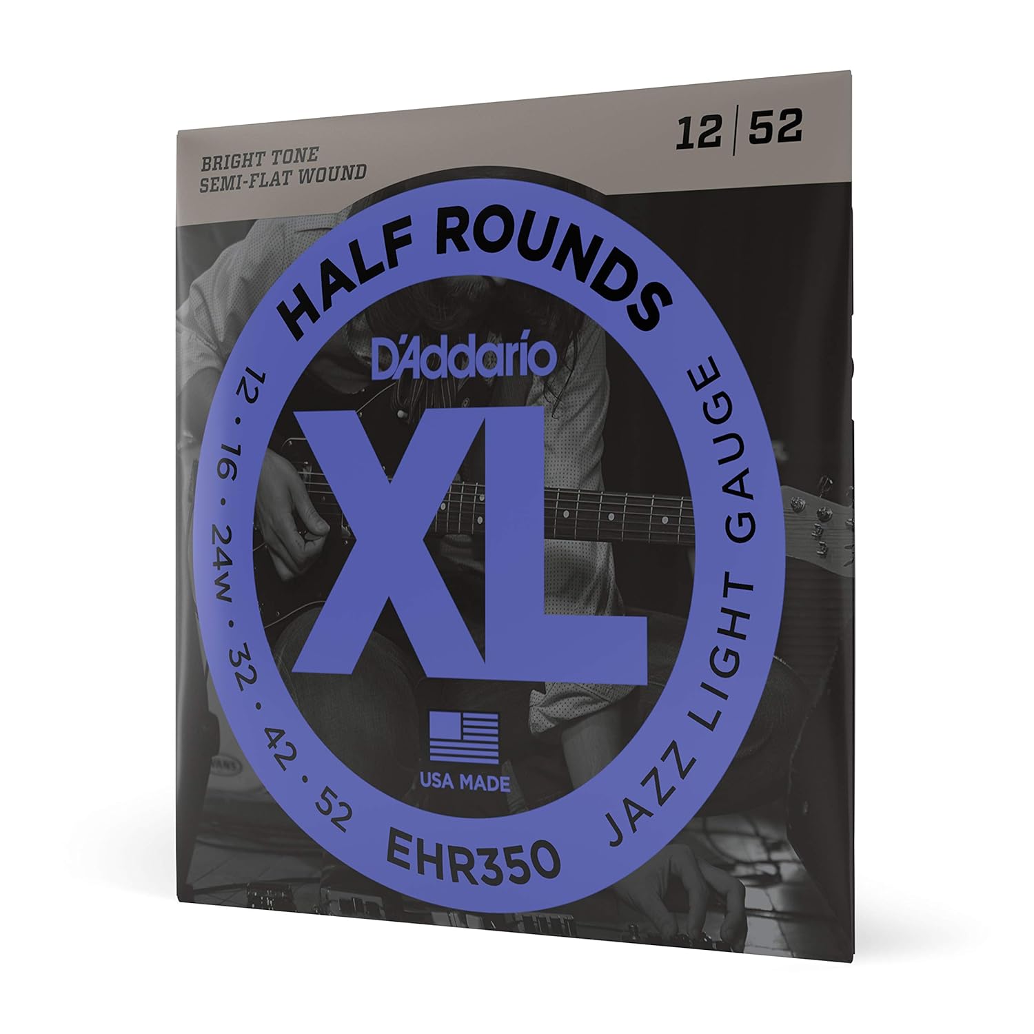 D'Addario EHR350 Half Round Electric Guitar Strings, Jazz Light, 1252