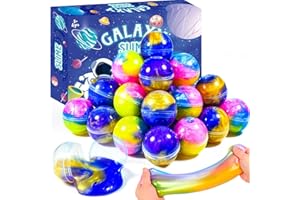 WUJYLY Slime Party Favors,24-Pack Galaxy Slime Balls, Stretchy, Non-Sticky, Mess-Free for Kids, Stress Relief Toys, Party Favors, and Classroom Rewards