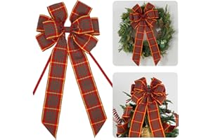 AIMUDI Christmas Tree Bows 10×20'' Red Plaid Bows for Gift Wrapping Wreath Bows with Wire Edge Premade Gift Bows for Craft Present Lantern Fireplace Door Holiday Christmas Decorations, 2 PCs